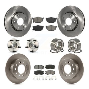 Front Rear Hub Bearing Assembly Disc Brake Rotors And Pads Kit (10Pc) For Hyundai Tiburon KBB-106730
