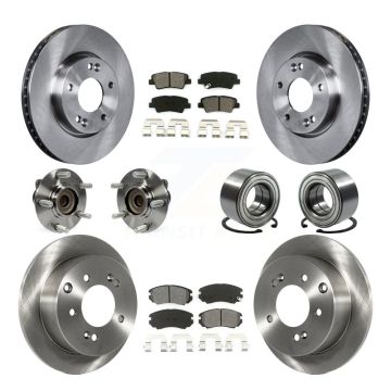 Front Rear Hub Bearings Disc Brake Rotors And Semi-Metallic Pads Kit (10Pc) For Kia Soul KBB-106746