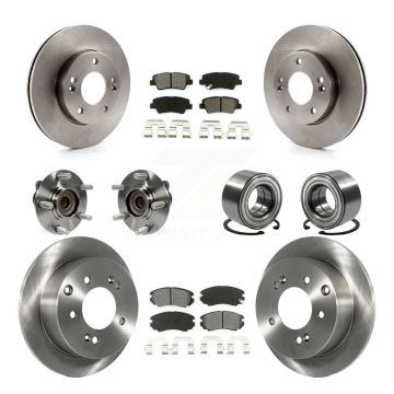 Front Rear Hub Bearings Disc Brake Rotors And Semi-Metallic Pads Kit (10Pc) For Kia Soul KBB-106748