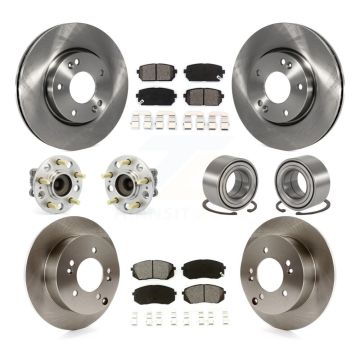 Front Rear Wheel Hub Bearing Disc Brake Rotor And Pads Kit (10Pc) For 2010-2012 Kia Rondo KBB-106753