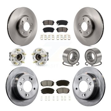 Front Rear Hub Bearing Disc Brake Rotor & Pads Kit (10Pc) For Hyundai Tucson Kia Sportage KBB-106757