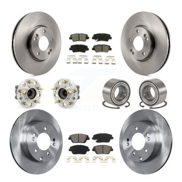 Front Rear Hub Bearing Disc Brake Rotor And Pads Kit (10Pc) For Hyundai Sonata Kia Optima KBB-106758