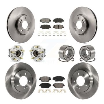 Front Rear Hub Bearing Disc Brake Rotor And Pads Kit (10Pc) For 2013-2015 Kia Optima 2.4L KBB-106759