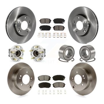 Front Rear Wheel Hub Bearing Disc Brake Rotor And Pads Kit (10Pc) For 2008-2009 Kia Rondo KBB-106761