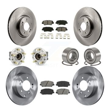 Front Rear Hub Bearing Assembly Disc Brake Rotors And Pads Kit (10Pc) For Kia Optima 2.0L KBB-106762