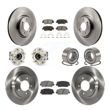Front Rear Hub Bearing Disc Brake Rotor And Pads Kit (10Pc) For 2013-2015 Kia Optima 2.0L KBB-106763