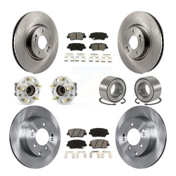 Front Rear Hub Bearings Assembly Disc Brake Rotors And Pads Kit (10Pc) For Hyundai Azera KBB-106764