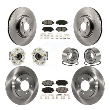 Front Rear Hub Bearing Brake Rotor And Pad Kit (10Pc) For 2016-2017 Hyundai Azera Limited KBB-106765