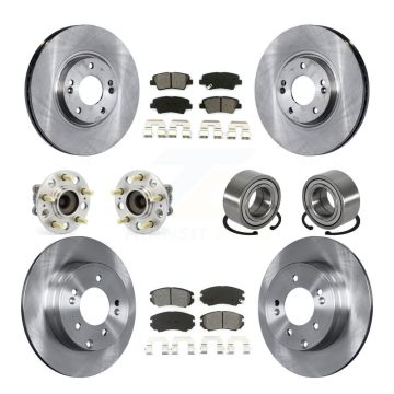 Front Rear Wheel Hub Bearing Disc Brake Rotors And Pads Kit (10Pc) For 2011 Hyundai Azera KBB-106766