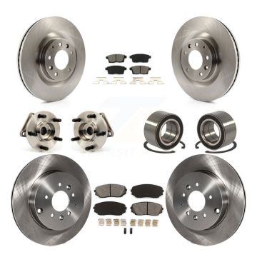 Front Rear Hub Bearing Disc Brake Rotors And Pads Kit (10Pc) For 2007-2015 Mazda CX-9 AWD KBB-106778