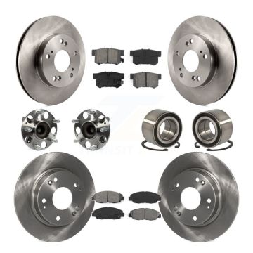 Front Rear Hub Bearing Disc Brake Rotor And Semi-Metallic Pads Kit (10Pc) For Honda Civic KBB-106780
