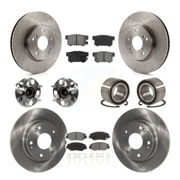 Front Rear Hub Bearing Disc Brake Rotor And Semi-Metallic Pads Kit (10Pc) For Honda Civic KBB-106781