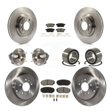 Front Rear Hub Bearing Disc Brake Rotors And Pads Kit (10Pc) For 2007-2015 Mazda CX-9 FWD KBB-106785