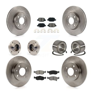 Front Rear Hub Bearings Disc Brake Rotors And Semi-Metallic Pads Kit (10Pc) For Fiat 500 KBB-106788