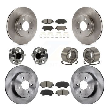 Front Rear Hub Bearing Disc Brake Rotors And Pads Kit (10Pc) For 2012-2017 Hyundai Accent KBB-106790