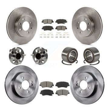 Front Rear Hub Bearings Disc Brake Rotors And Semi-Metallic Pads Kit (10Pc) For Kia Rio KBB-106791