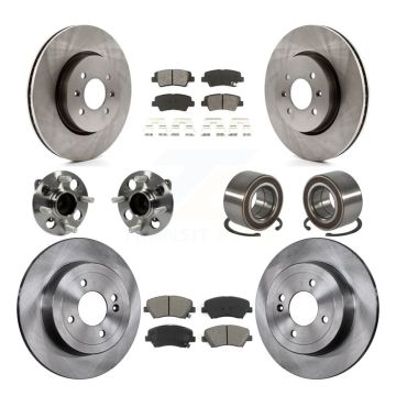 Front Rear Hub Bearings Disc Brake Rotors And Semi-Metallic Pads Kit (10Pc) For Kia Rio KBB-106792