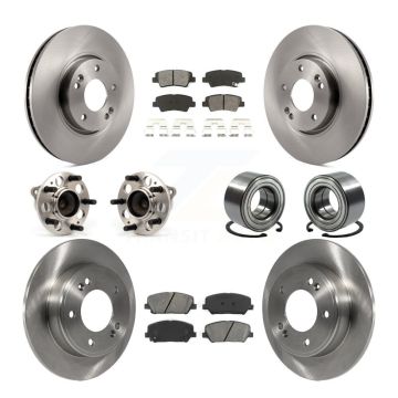 Front Rear Hub Bearing Brake Rotor Pad Kit (10Pc) For 13-15 Hyundai Veloster Turbocharged KBB-106795