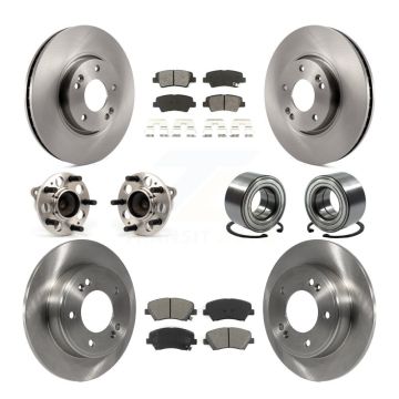 Front Rear Hub Bearing Brake Rotor & Pad Kit (10Pc) For Kia Forte With 15" Factory Wheels KBB-106796