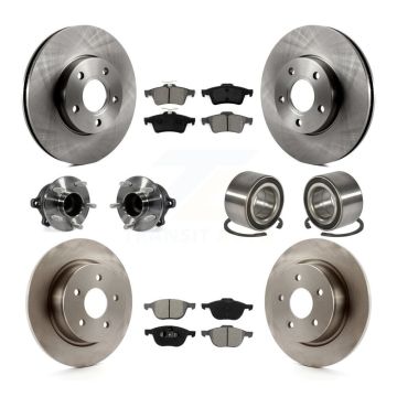 Front Rear Hub Bearing Brake Rotor & Pad Kit (10Pc) For Ford C-Max Without Parking Assist KBB-106799