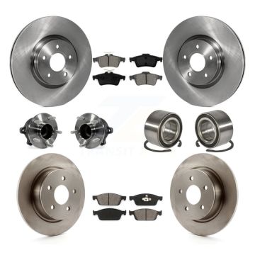 Front Rear Hub Bearing Brake Rotor Pad Kit (10Pc) For 2013-2016 Ford Escape FWD with 2.0L KBB-106800