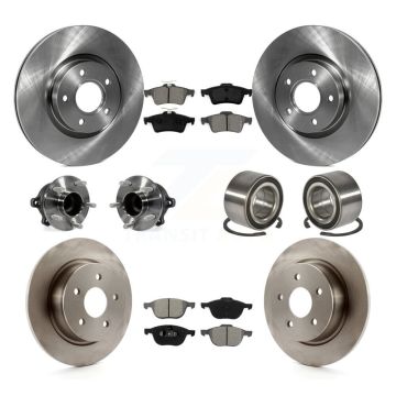 Front Rear Hub Bearing Assembly Disc Brake Rotor And Pad Kit (10Pc) For Ford Escape C-Max KBB-106802