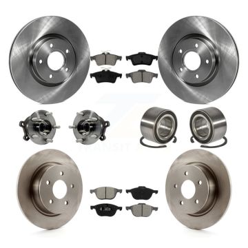Front Rear Hub Bearing Brake Rotor Pad Kit (10Pc) For 2015-2016 Ford Escape AWD with 2.5L KBB-106806