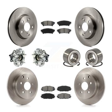 Front Rear Hub Bearing Disc Brake Rotors And Pads Kit (10Pc) For 2017-2018 Toyota Prius V KBB-106818