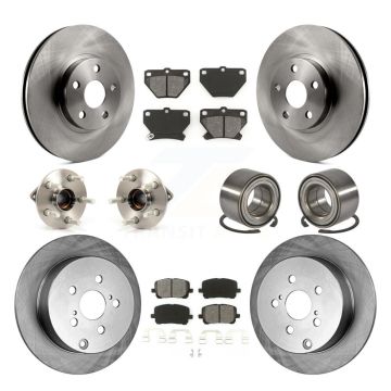 Front Rear Hub Bearing Disc Brake Rotor Pad Kit (10Pc) For Toyota Matrix Pontiac Vibe AWD KBB-106819
