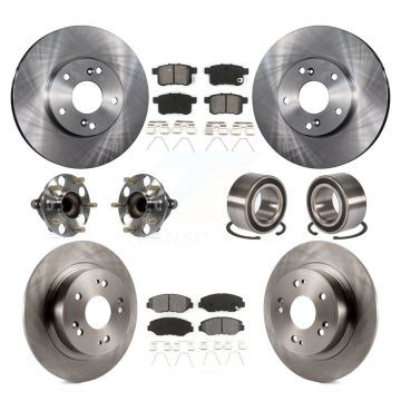 Front Rear Hub Bearing Disc Brake Rotor And Semi-Metallic Pad Kit (10Pc) For Honda Accord KBB-106820