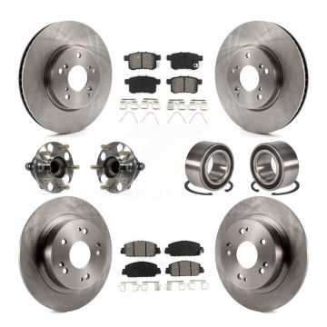 Front Rear Hub Bearing Disc Brake Rotor And Semi-Metallic Pad Kit (10Pc) For Honda Accord KBB-106821