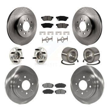Front Rear Hub Bearing Disc Brake Rotor And Semi-Metallic Pads Kit (10Pc) For Honda Civic KBB-106833