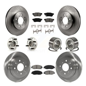 Front Rear Hub Bearing Disc Brake Rotor Pad Kit (10Pc) For 1997 Acura EL With 4 Wheel ABS KBB-106835