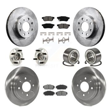 Front Rear Hub Bearing Disc Brake Rotor And Semi-Metallic Pads Kit (10Pc) For Honda Civic KBB-106837