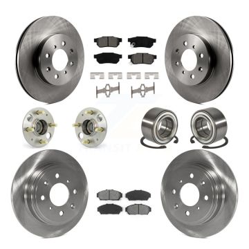 Front Rear Hub Bearing Disc Brake Rotor And Pads Kit (10Pc) For Acura Integra Honda Civic KBB-106839