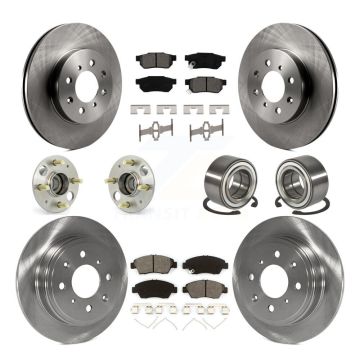 Front Rear Wheel Hub Bearing Disc Brake Rotor And Pads Kit (10Pc) For Honda Civic del Sol KBB-106840