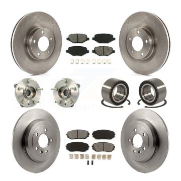 Front Rear Hub Bearings Disc Brake Rotors And Pads Kit (10Pc) For Ford Edge Lincoln MKX KBB-106841