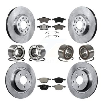 Front Rear Wheel Bearings Disc Brake Rotors And Pads Kit (10Pc) For 2006 Mazda 5 To 02 06 KBB-106846