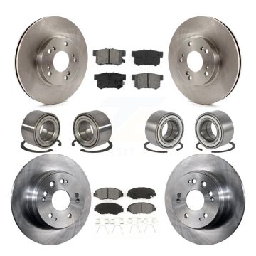 Front Rear Wheel Bearing Disc Brake Rotor And Semi-Metallic Pad Kit (10Pc) For Honda CR-V KBB-106850