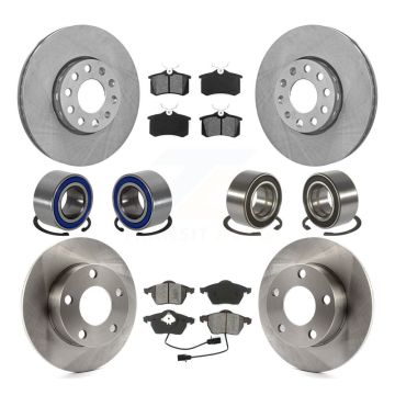 Front Rear Wheel Bearings Disc Brake Rotors And Pads Kit (10Pc) For Volkswagen Passat KBB-106861