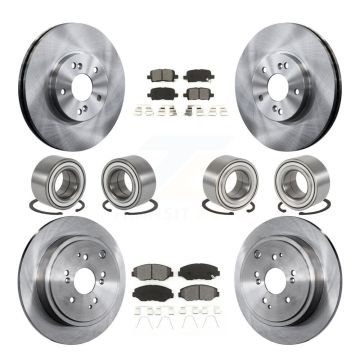 Front Rear Wheel Bearings Disc Brake Rotors And Pads Kit (10Pc) For 2003-2004 Honda Pilot KBB-106868