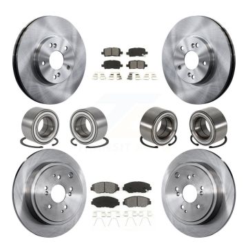Front Rear Wheel Bearings Disc Brake Rotors And Pads Kit (10Pc) For 2005-2008 Honda Pilot KBB-106869