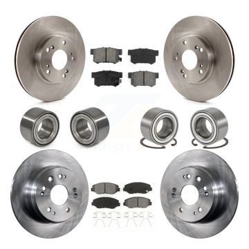 Front Rear Wheel Bearing Disc Brake Rotor And Semi-Metallic Pad Kit (10Pc) For Honda CR-V KBB-106876
