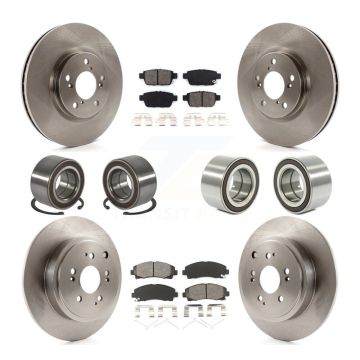 Front Rear Bearings Disc Brake Rotors And Pads Kit (10Pc) For 2006-2014 Honda Ridgeline KBB-106878