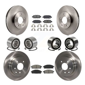Front Rear Bearing Disc Brake Rotors And Pads Kit (10Pc) For 2005-2006 Nissan X-Trail FWD KBB-106880