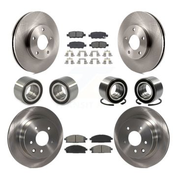 Front Rear Bearing Disc Brake Rotors And Semi-Metallic Pads Kit (10Pc) For Nissan X-Trail KBB-106881
