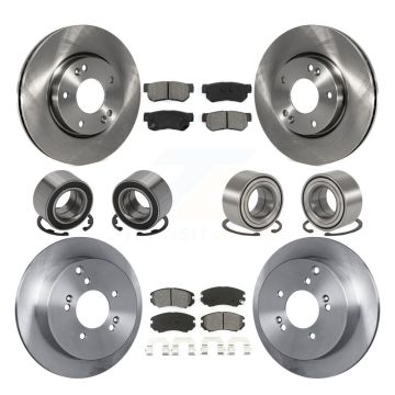 Front Rear Bearings Disc Brake Rotors And Pads Kit (10Pc) For Hyundai Tucson Kia Sportage KBB-106894
