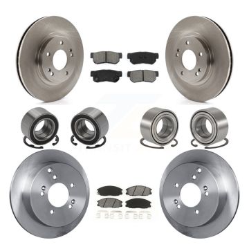 Front Rear Bearing Disc Brake Rotor And Pad Kit (10Pc) For 2001-2006 Hyundai Santa Fe 4WD KBB-106896