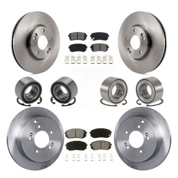 Front Rear Bearings Disc Brake Rotors And Pads Kit (10Pc) For Hyundai Tucson Kia Sportage KBB-106897