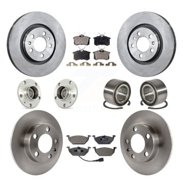 Front Rear Hub Bearing Brake Rotor & Pad Kit (10Pc) For Volkswagen Golf City Beetle Jetta KBB-106911